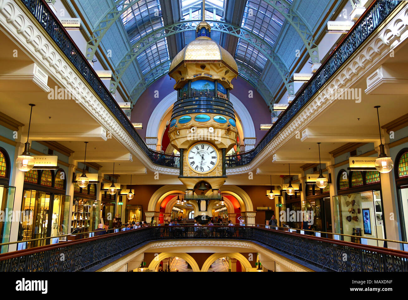 Der große australische Uhr im Queen Victoria Building Shopping Centre, Sydney, New South Wales, Australien Stockfoto
