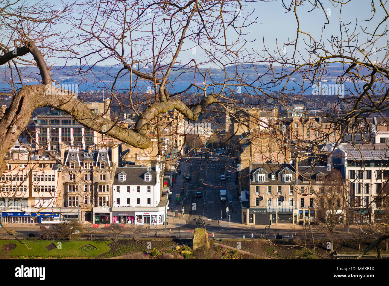 Princes Street, vom Edinburgh Castle Esplanade, Edinburgh, Schottland, UK gesehen Stockfoto
