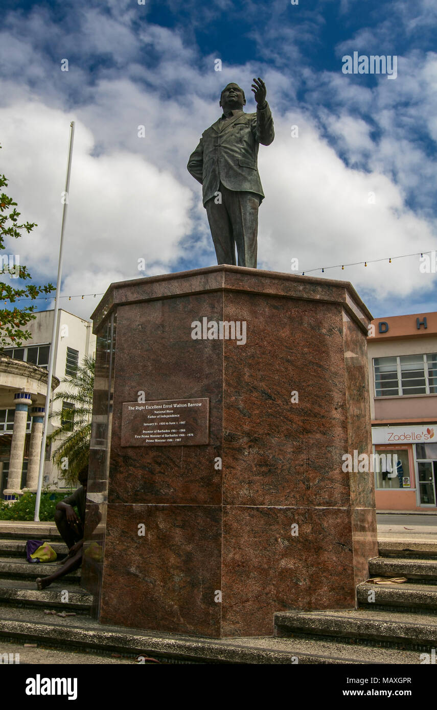 Statue des rechten Ausgezeichnete Errol Walton Barrow in Bridgetown, Barbados. Stockfoto