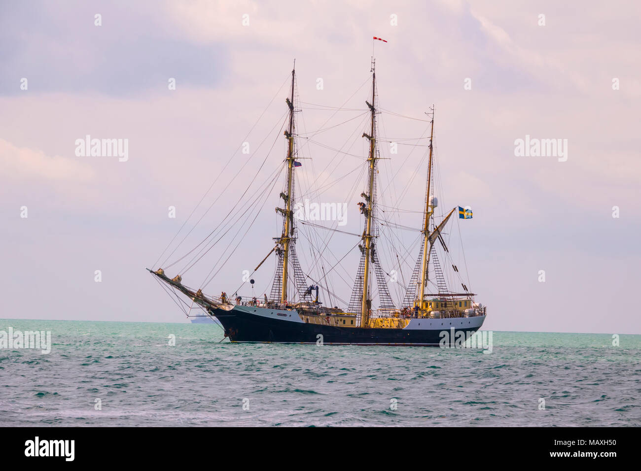 Tall Ship Gunilla in Cozumel Mexiko Stockfoto