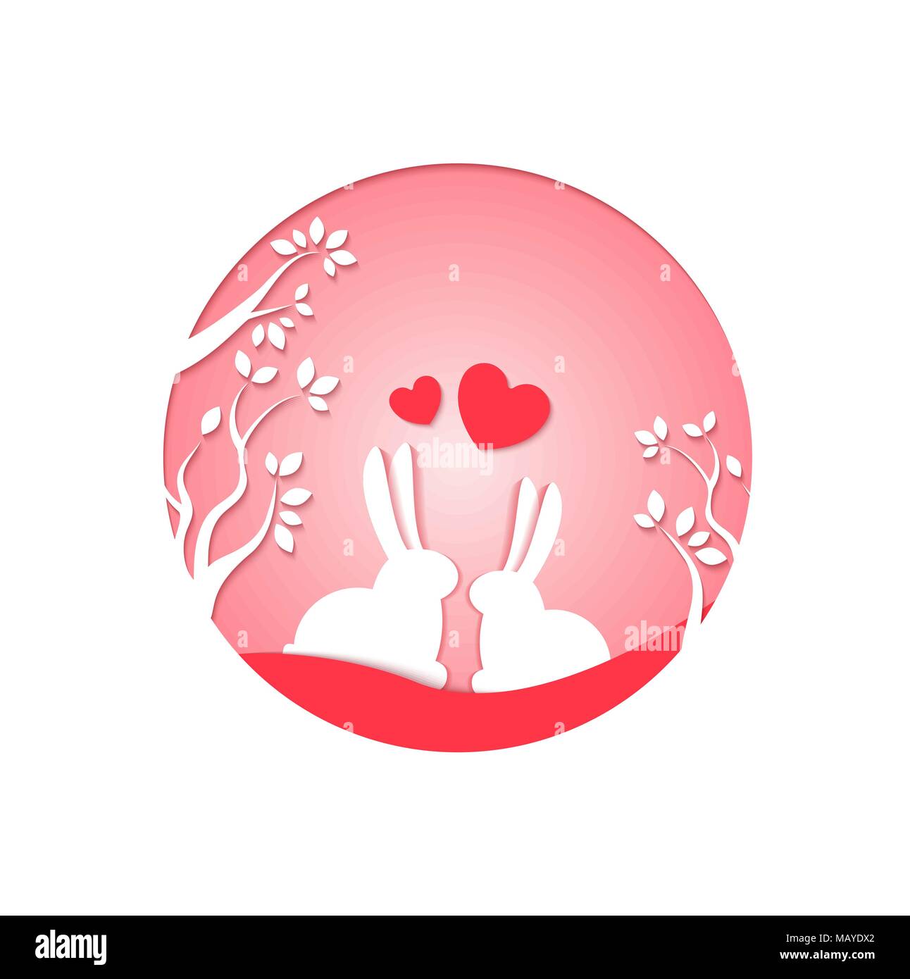 Frohe Ostern Szene mit Eier und Hasen. Konzept für Banner, Flyer, Einladungen, Grußkarten, Ferienwohnung und Hintergründen. Stock Vektor