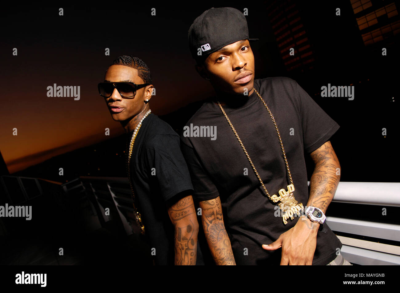 Deandre Weise alias Soulja Boy Tell'Em und JBar portrait am 25. September 2009 in Los Angeles, Kalifornien. Stockfoto