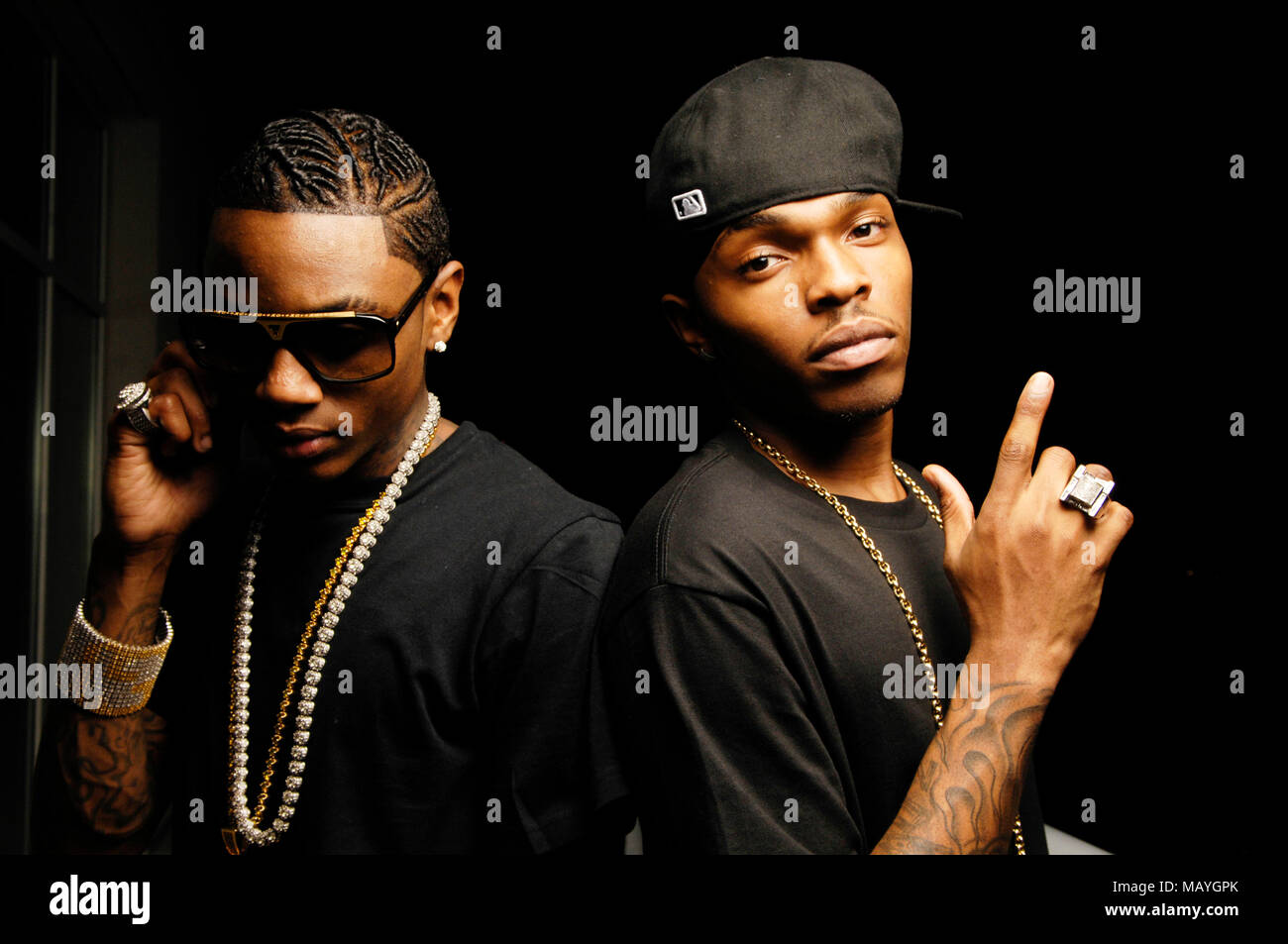 Deandre Weise alias Soulja Boy Tell'Em und JBar portrait am 25. September 2009 in Los Angeles, Kalifornien. Stockfoto