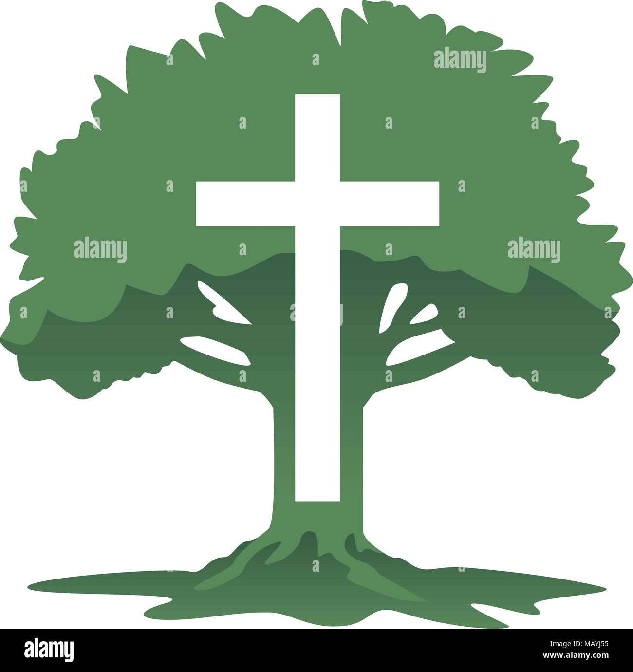 Kreuz und Baum christlich-religiöse Symbol Vektor Illustration Stock Vektor