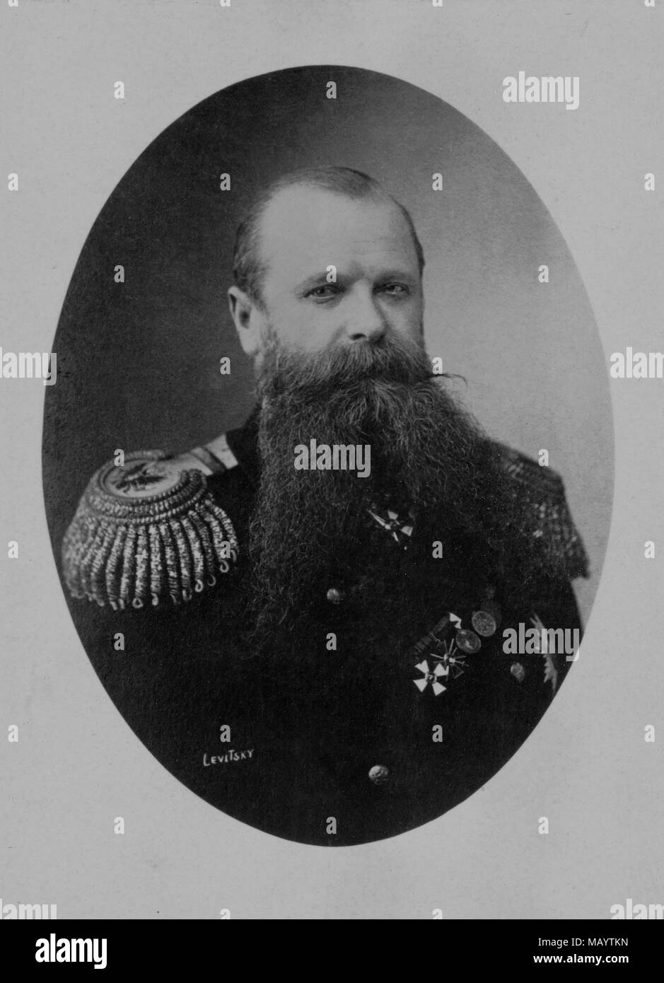 Portrait der Admiral Serge Onesinovitch Makharoff (1848 - 1904) - Fotografie von Sergej Levitsky (1819 - 1898) Stockfoto