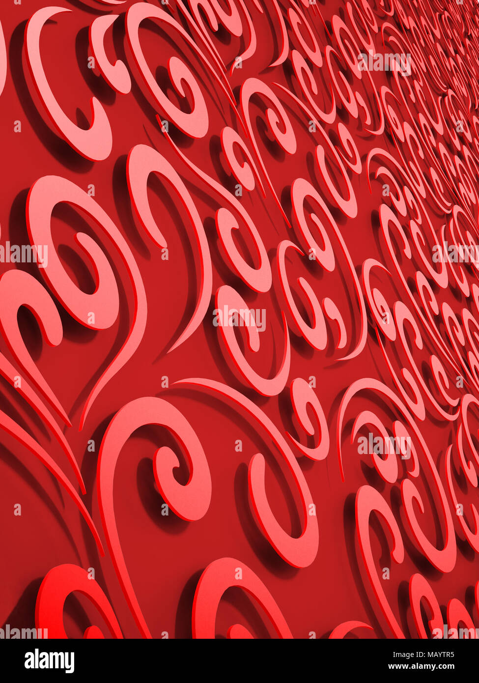 Abstrakte vertikale rote floral background. 3D-Darstellung Stockfoto