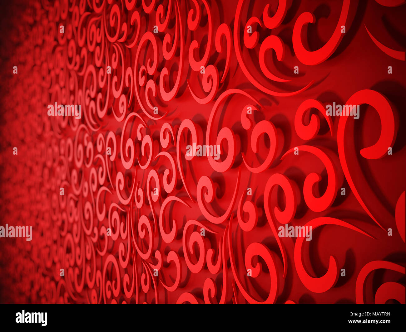 Abstrakte horizontale rote floral background. 3D-Darstellung Stockfoto