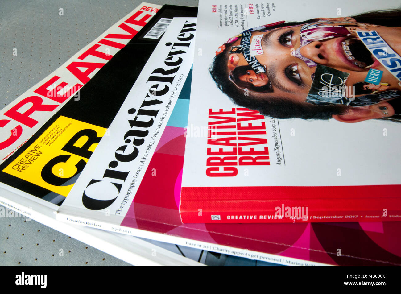Die vorderen Abdeckungen von Creative Review Magazine mit verschiedenen drucktitel von Centaur Medien veröffentlicht und bei Creatives in Werbung und Design. Stockfoto