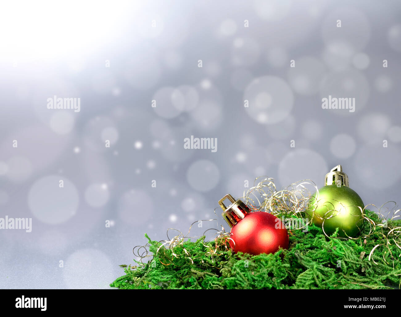Weihnachten Hintergrund oder Kulisse mit Christbaum Kugeln, und kopieren. Stockfoto