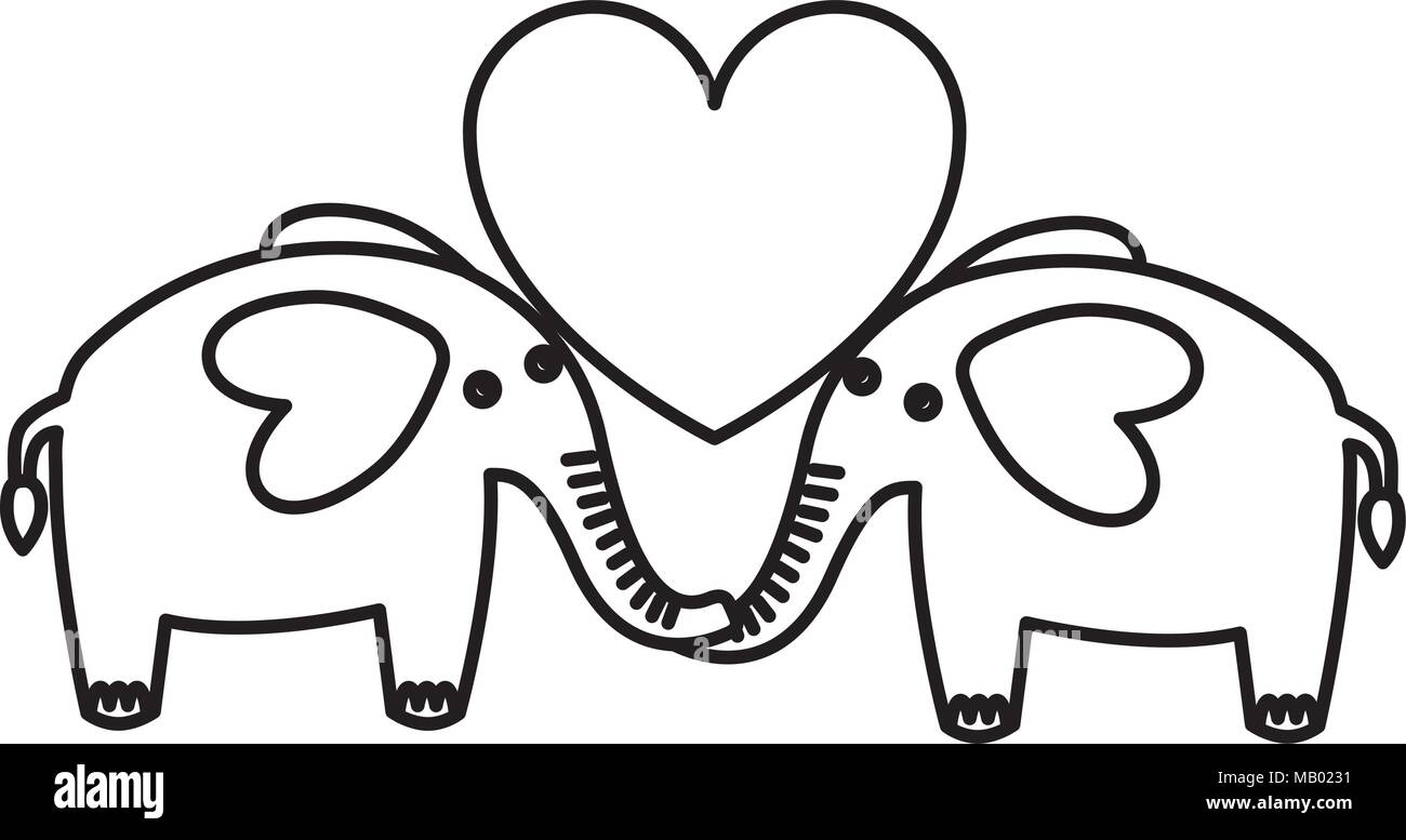 Liebe Paar Elefanten Herz Romantische Stock Vektorgrafik Alamy