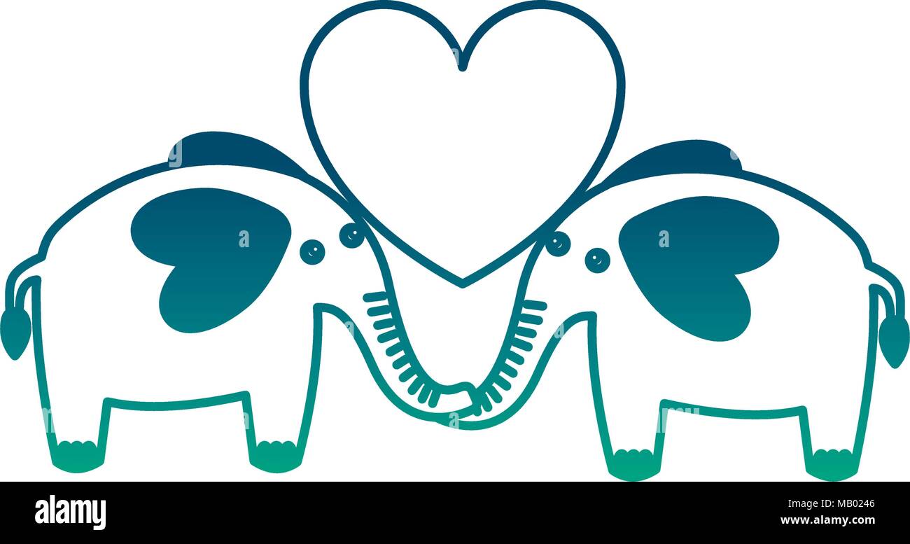 Liebe Paar Elefanten Herz Romantische Stock Vektorgrafik Alamy