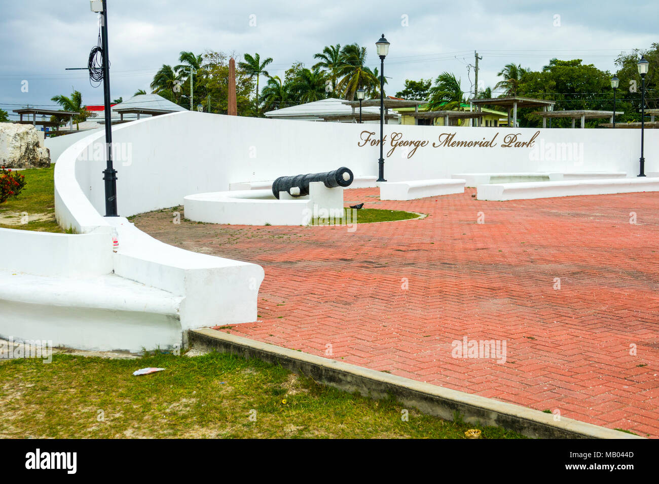 Fort George WW ICH memorial park Kreuzfahrt Reiseziel Belize in Mittelamerika ist ein beliebter Stopp auf der westlichen Karibik Kreuzfahrt Schiff Tour und bietet Sh Stockfoto