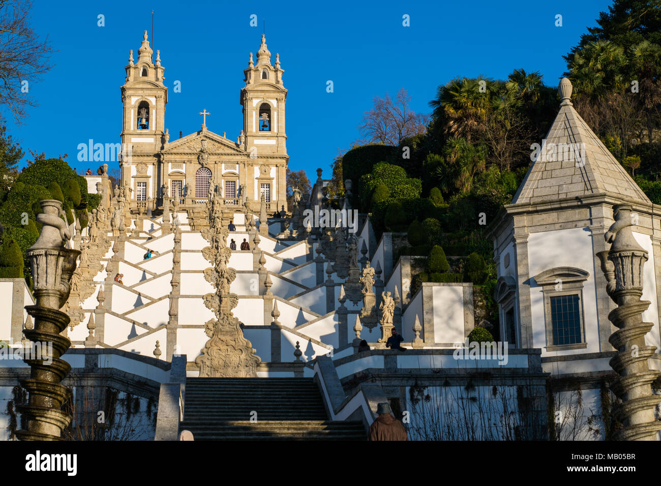 BOM Jesus - Braga Sanktuary Treppen und Brunnen. Braga Gewinner europäischen Destination für 2021. Stockfoto