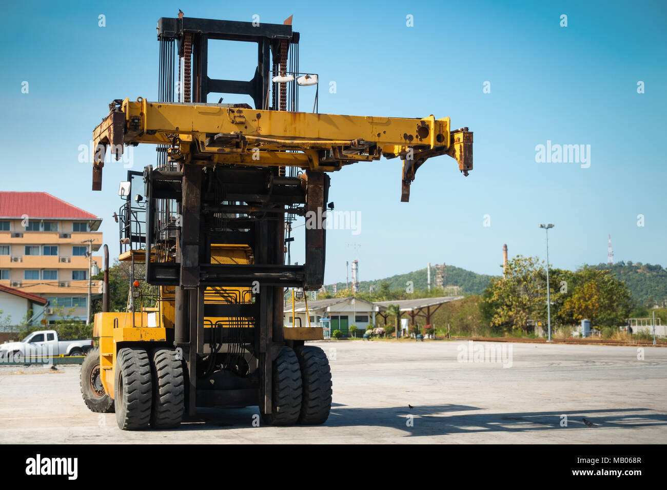 Stapler auf Versand Hof., Business Transport. Stockfoto