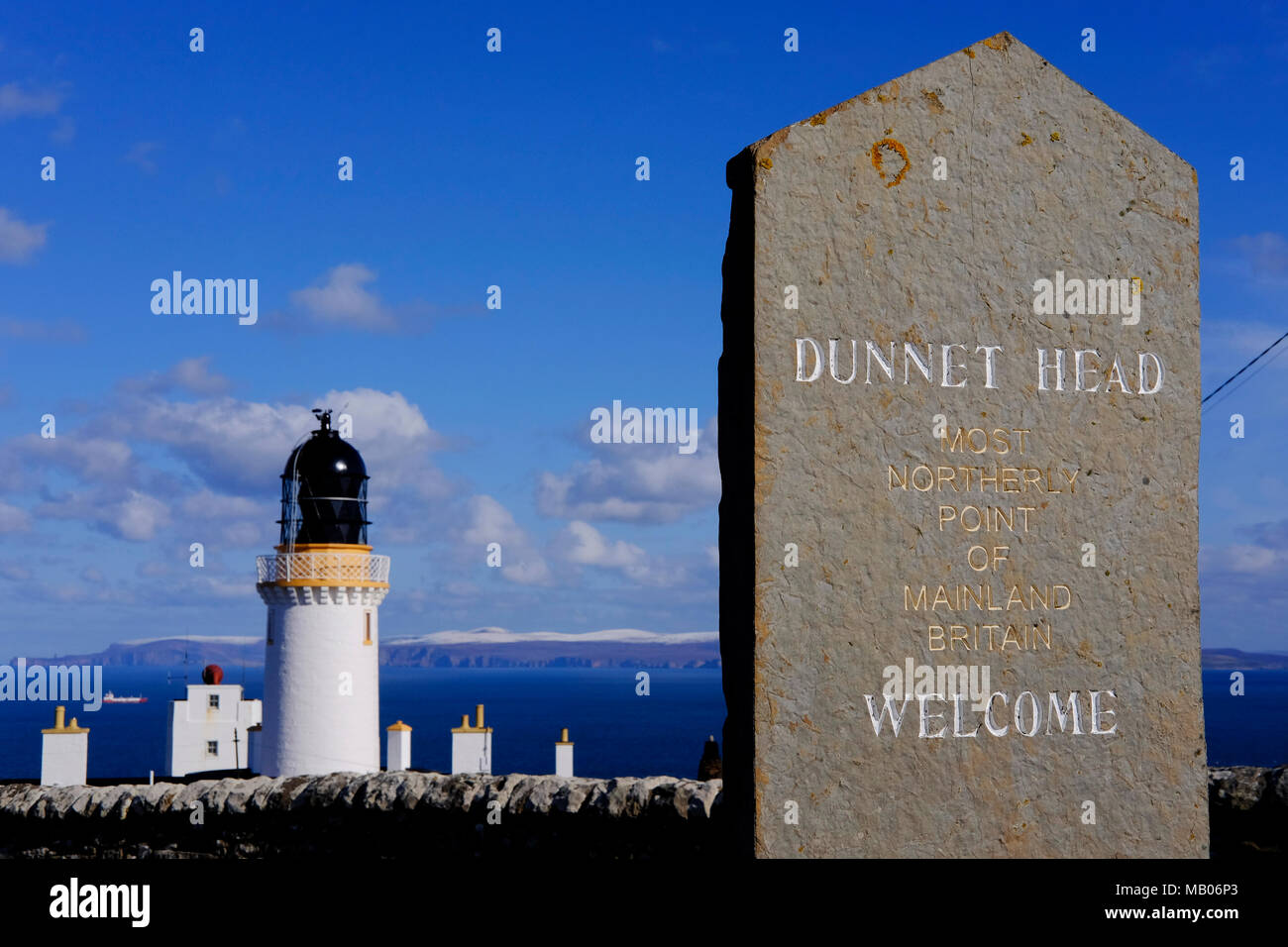 CAITHNESS, UK: dunnett Kopf, der nördlichste Punkt des europäischen Festlandes Großbritannien. Stockfoto