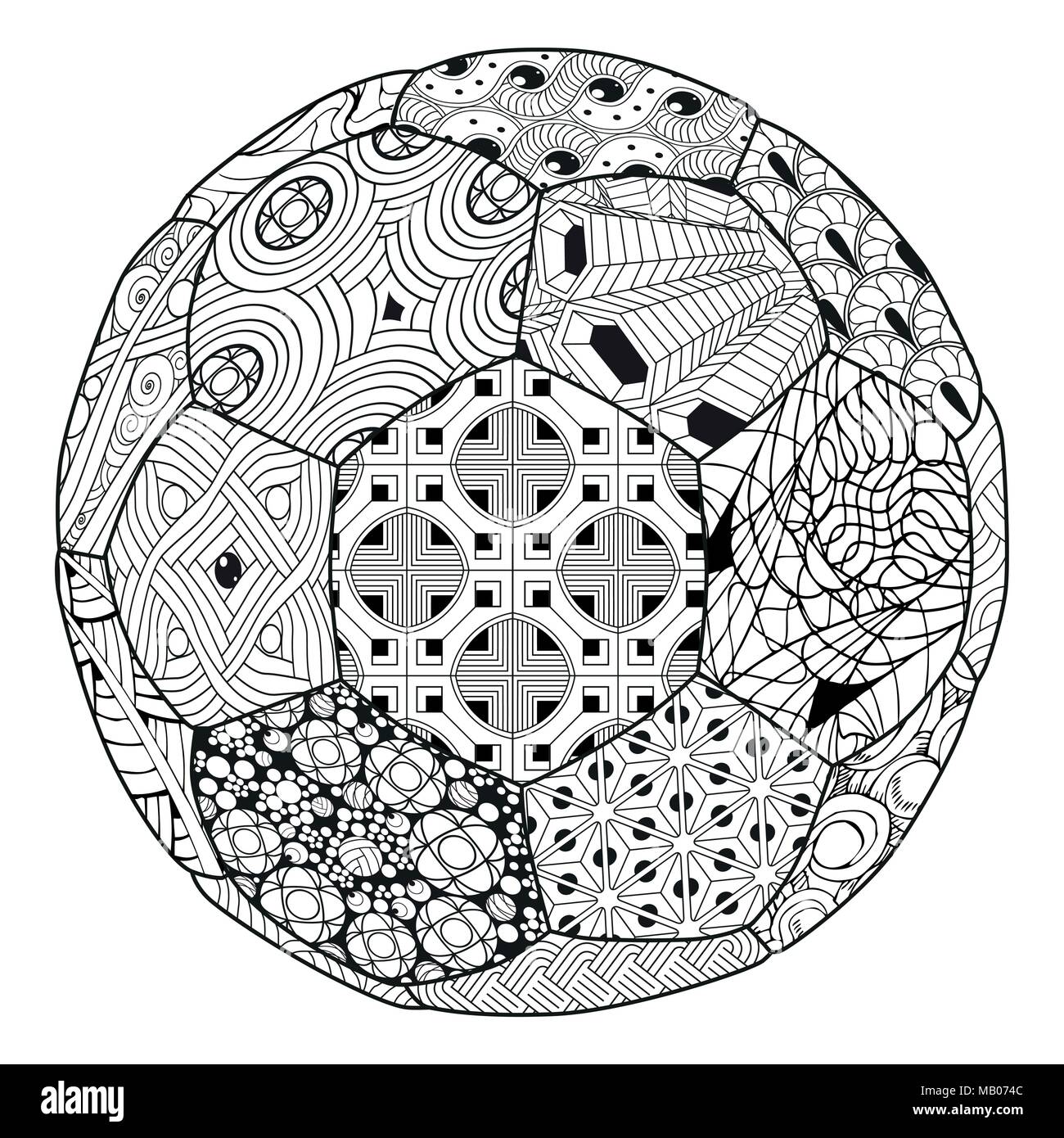 Fußball zentangle mit klaren Linien für Malbuch für Anti stress gestylt
