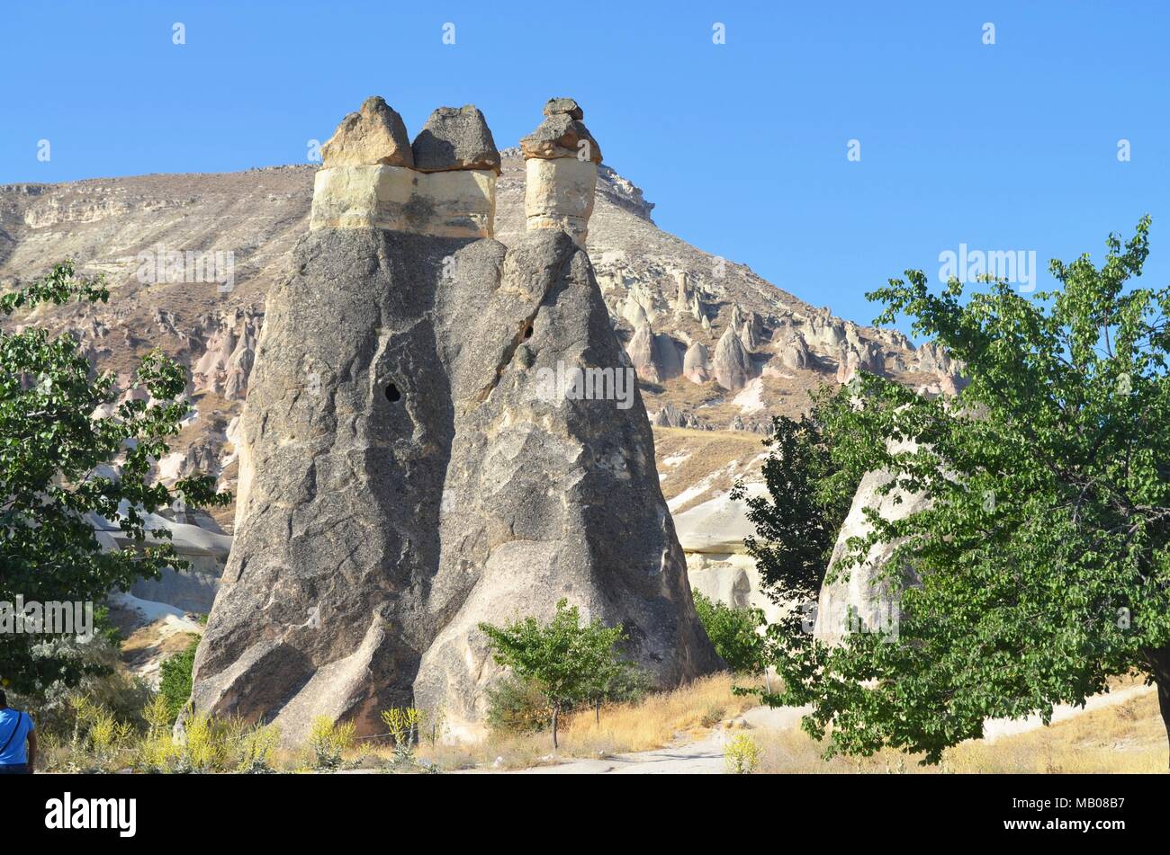 Einzigartige Felsformationen von Kappadokien in der Nähe von Uchisar in Zentralanatolien, Türkei Stockfoto