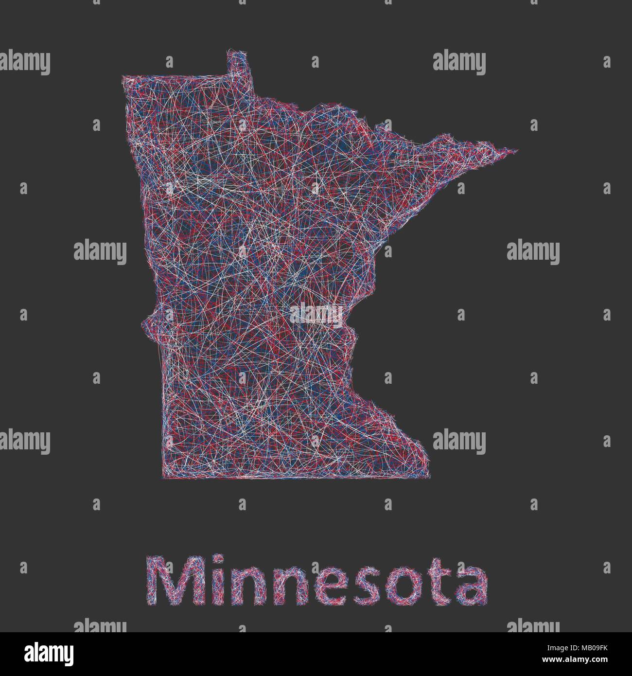 Minnesota Linie Art Karte Stock Vektor