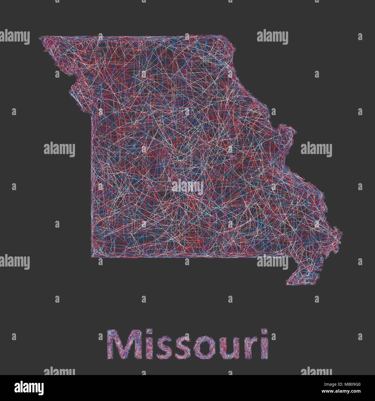 Missouri Linie Art Karte Stock Vektor