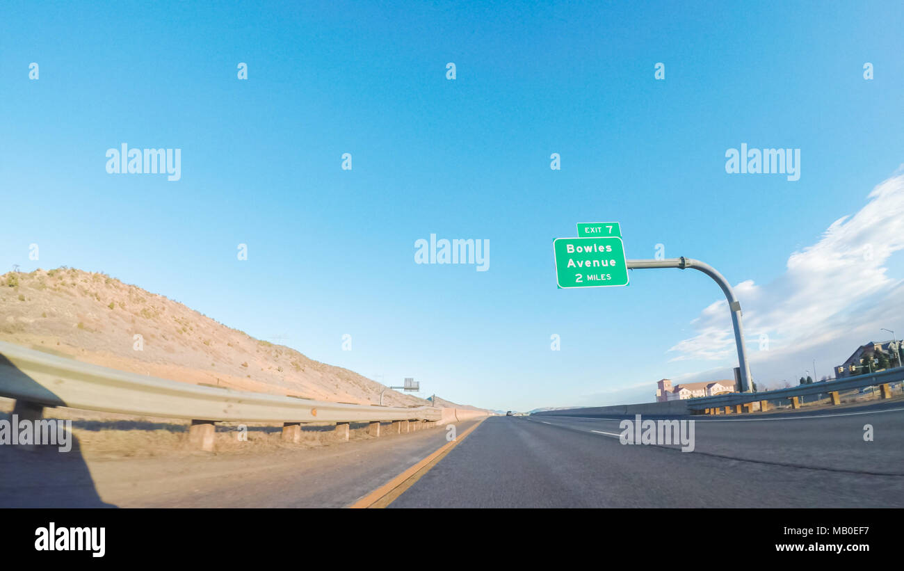 Fahren auf erbengemeinschaften Highway 470 in den frühen Morgenstunden. Stockfoto