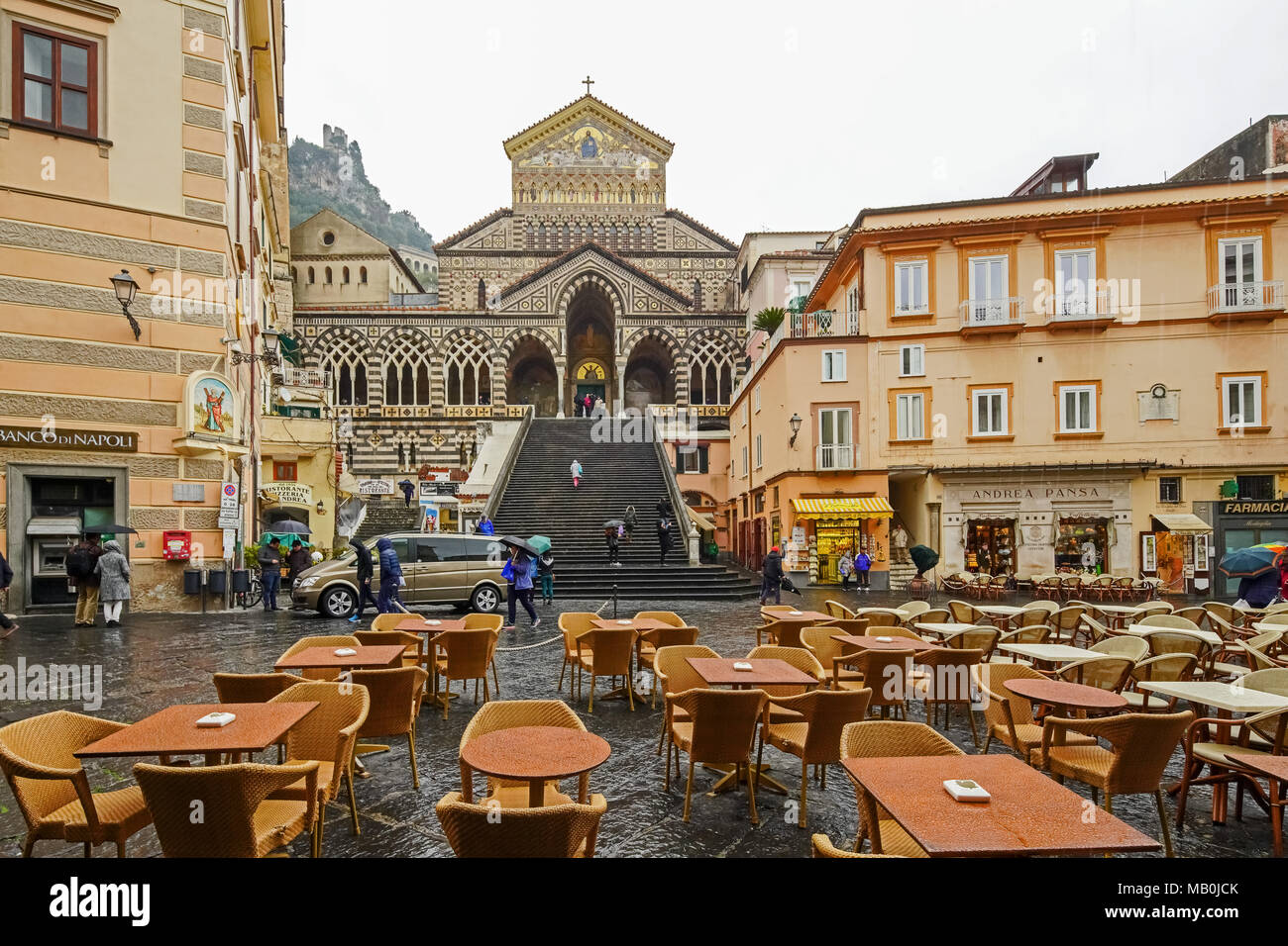 Apostel hl. Andreas Kathedrale in Amalfi, Piazza del Duomo in Amalfi, Kampanien, Italien. Stockfoto