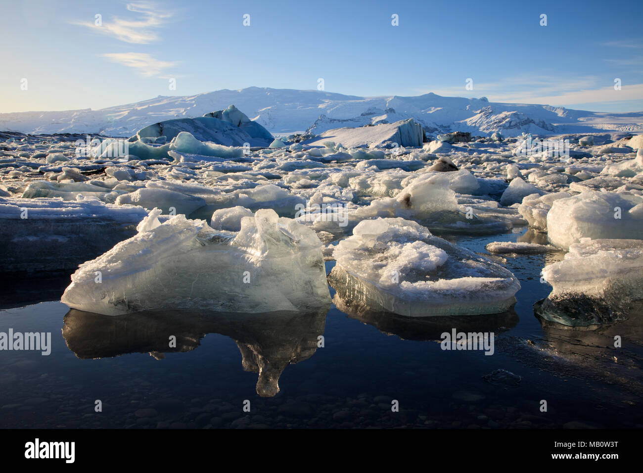 Eis, Schollen, Europa, Gletscher, Lagune, Insel, Jökulsarlón, Landschaften, Vulkan, Insel, Wasser, winter Stockfoto