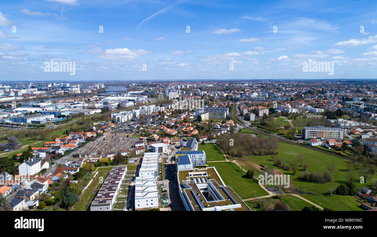 Luftaufnahmen von Reze Stadt in Loire Atlantique, Frankreich Stockfoto