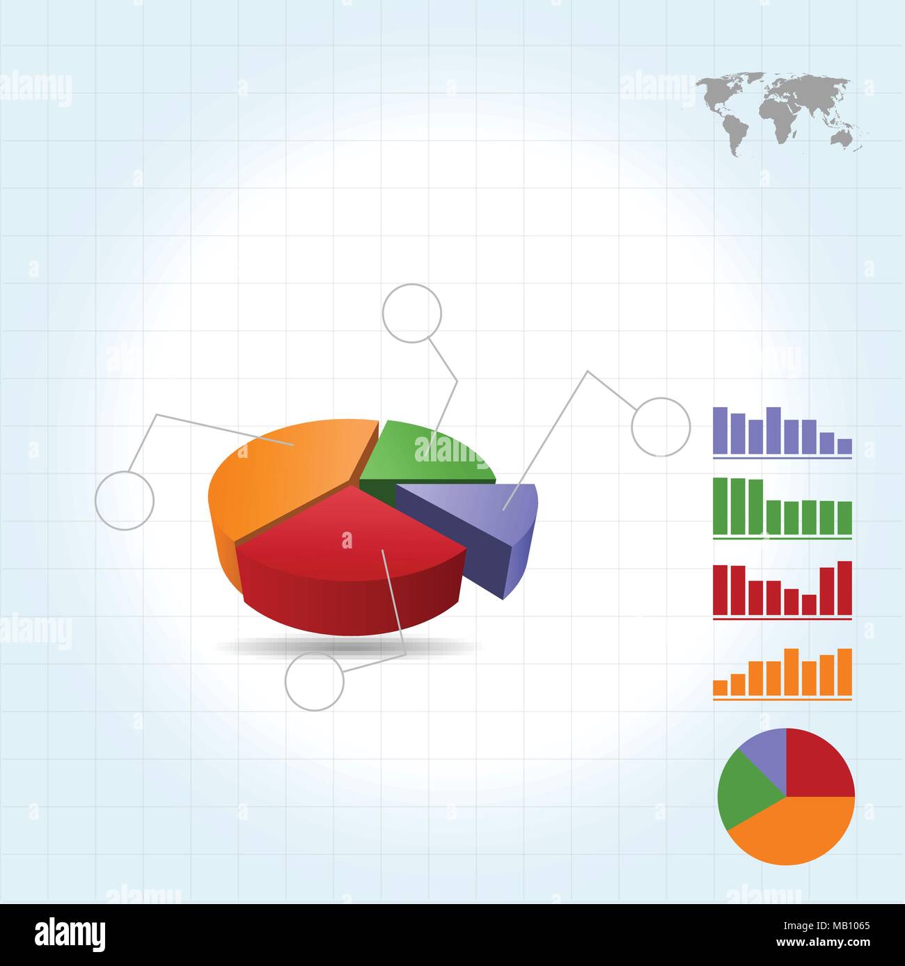 3D-Kreisdiagramm Infografik vier Punkte Stock Vektor