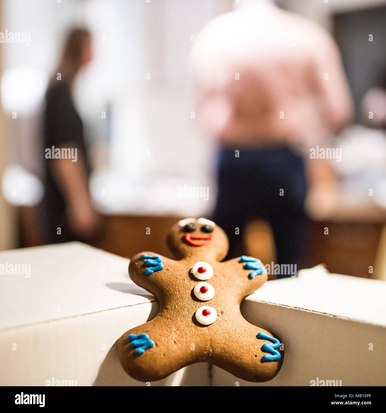 Lächelnd Gingerbread Man cookie Stockfoto