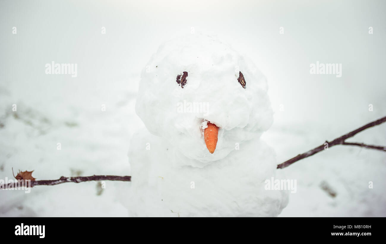Einsame Schneemann Stockfoto