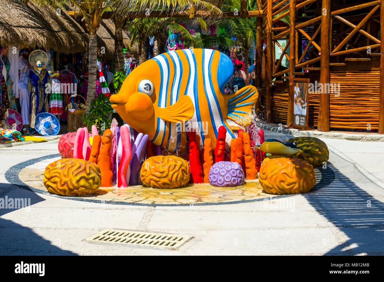 Die Kreuzfahrt Reiseziel Costa Maya Mexiko Amerika ist ein beliebter Zwischenstopp auf der westlichen Karibik Kreuzfahrt Schiff Tour und bietet Einkaufsmöglichkeiten und andere sightseein Stockfoto