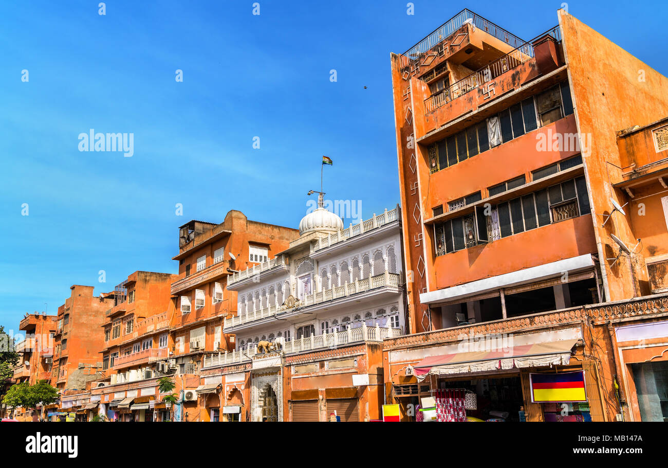 Gebäude in Pink City, Jaipur. Indien Stockfoto