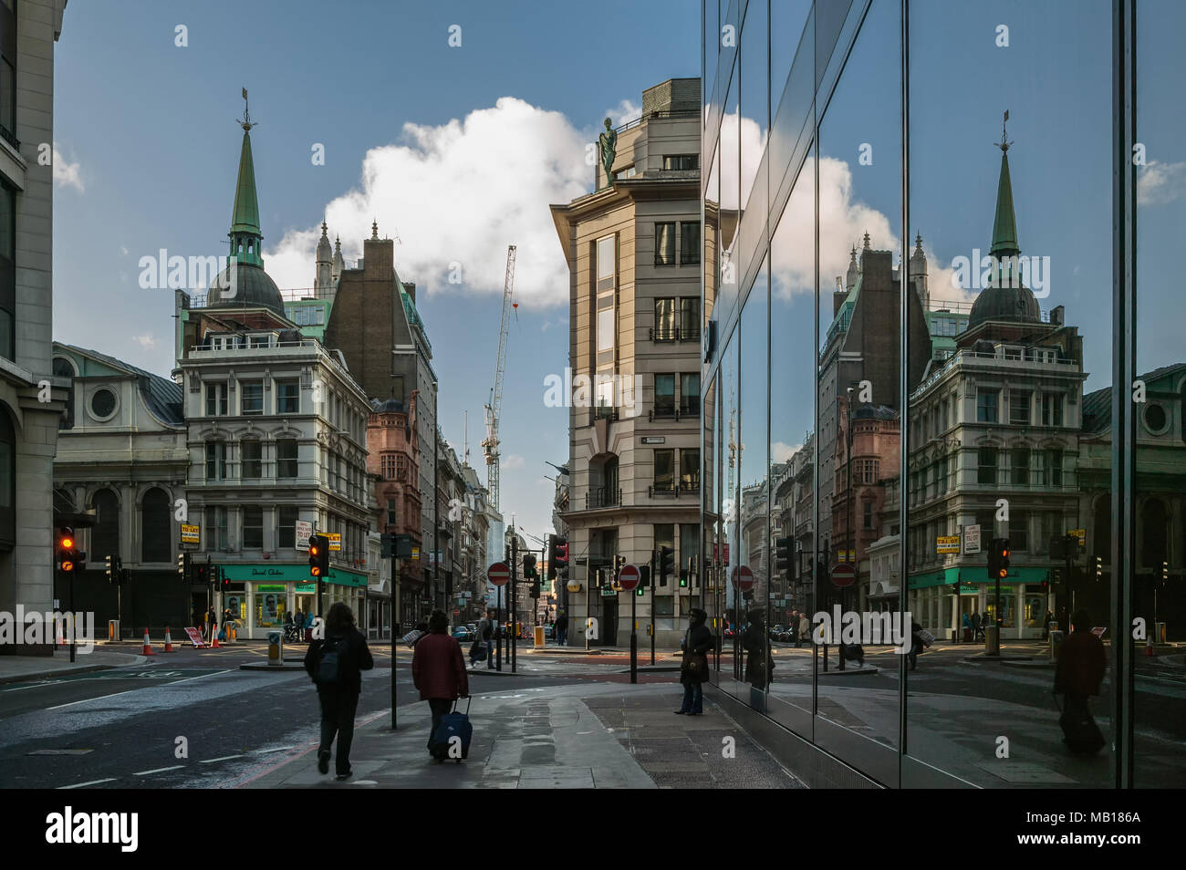 London, Kreuzung Cornhill und Leadenhall Stockfoto