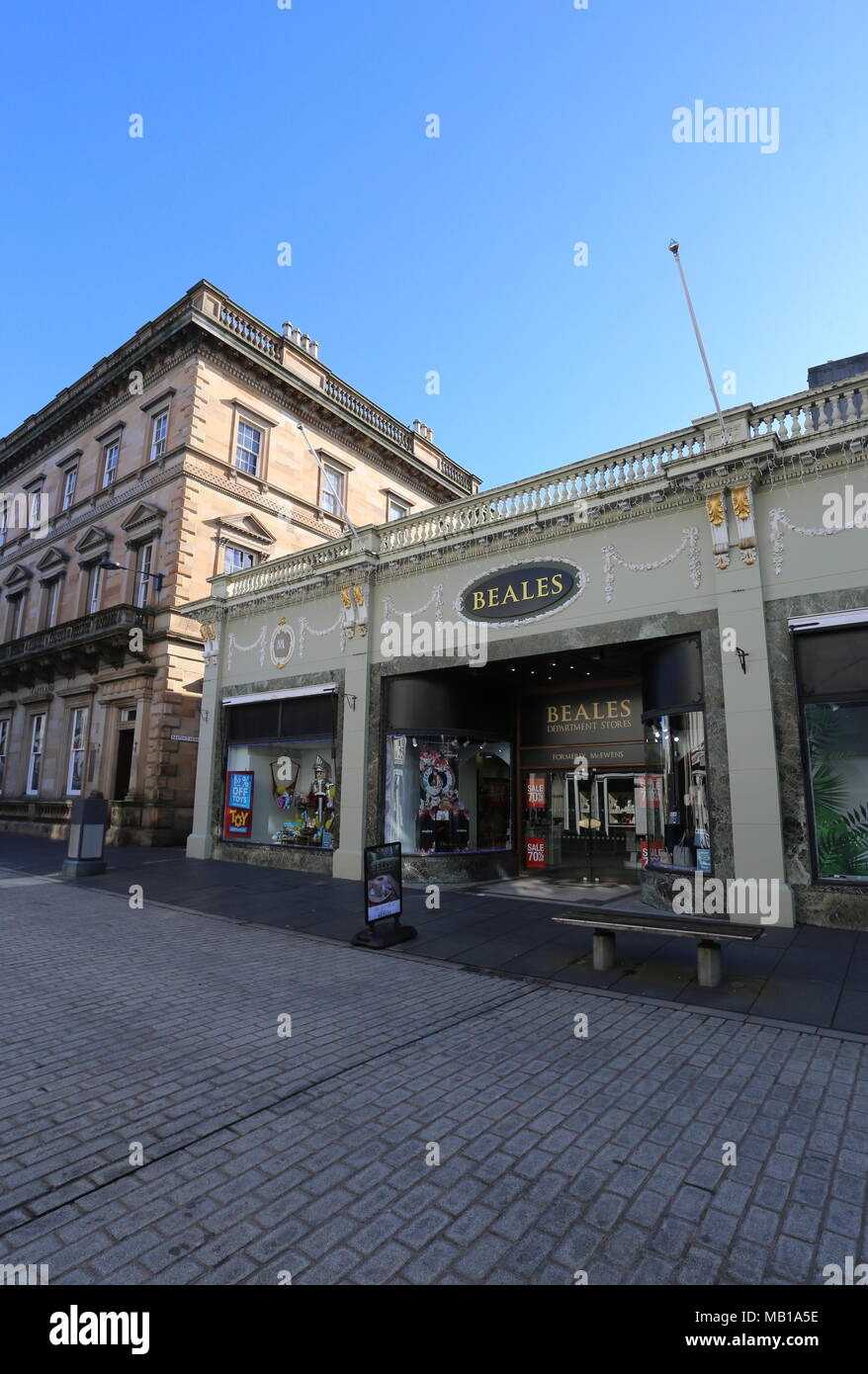 Beales Kaufhaus in ehemaliger Standort der McEwans Perth Schottland April 2018 Stockfoto