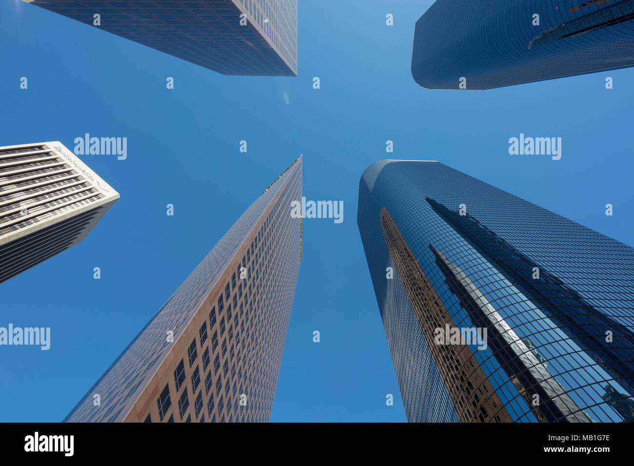 Ansicht von Süden Grand Avenue der Wolkenkratzer, Downtown Los Angeles, Kalifornien, USA Stockfoto