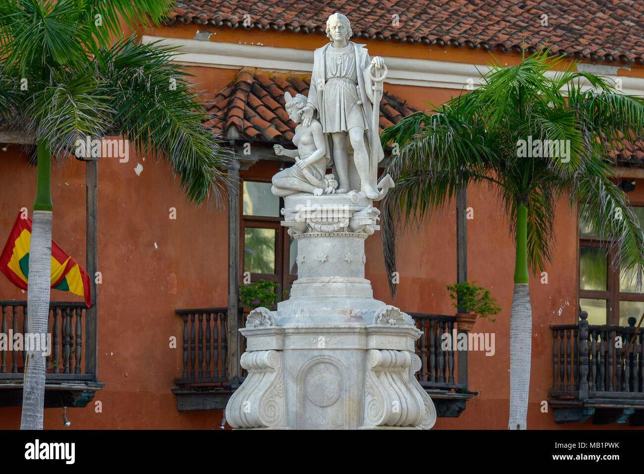 Denkmal von Christoph Kolumbus in Cartagena, Kolumbien. Stockfoto