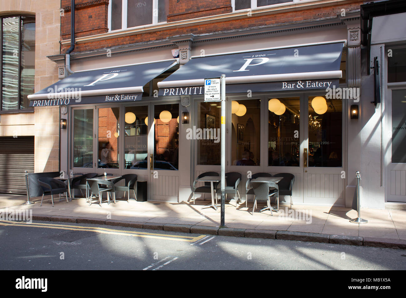 Der Primitivo Bar und Restaurant in Barwick Street, Birmingham UK Stockfoto