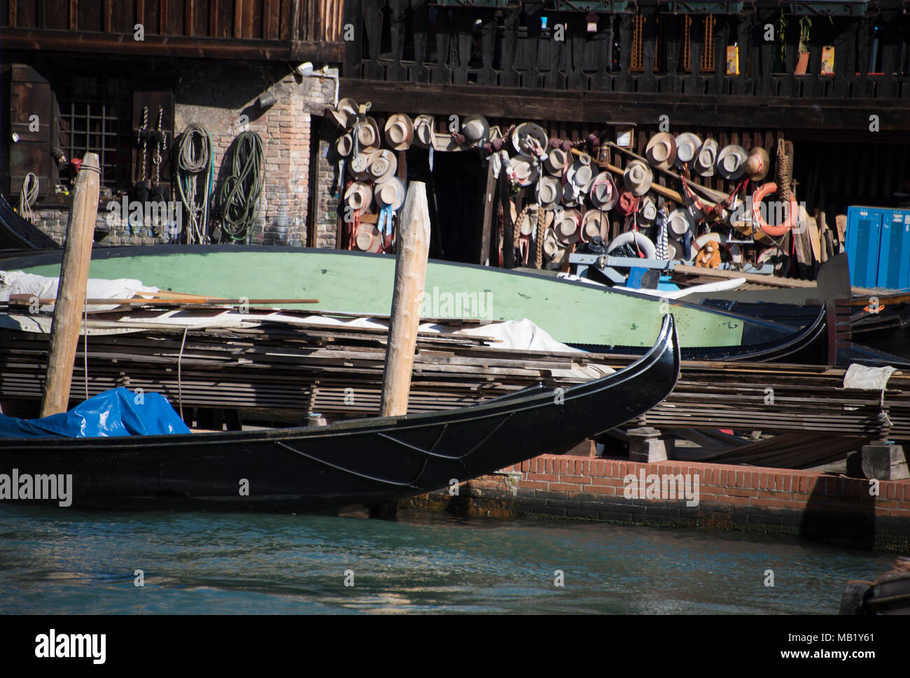 Gondel Reparaturwerft in Venedig, Italien. Stockfoto