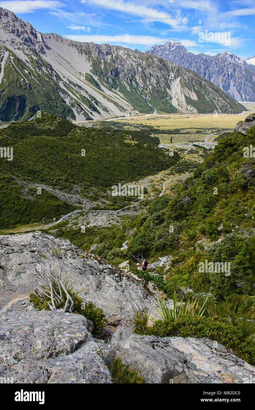 Trekking die Mueller Hut Track, Südliche Alpen, Neuseeland Stockfoto