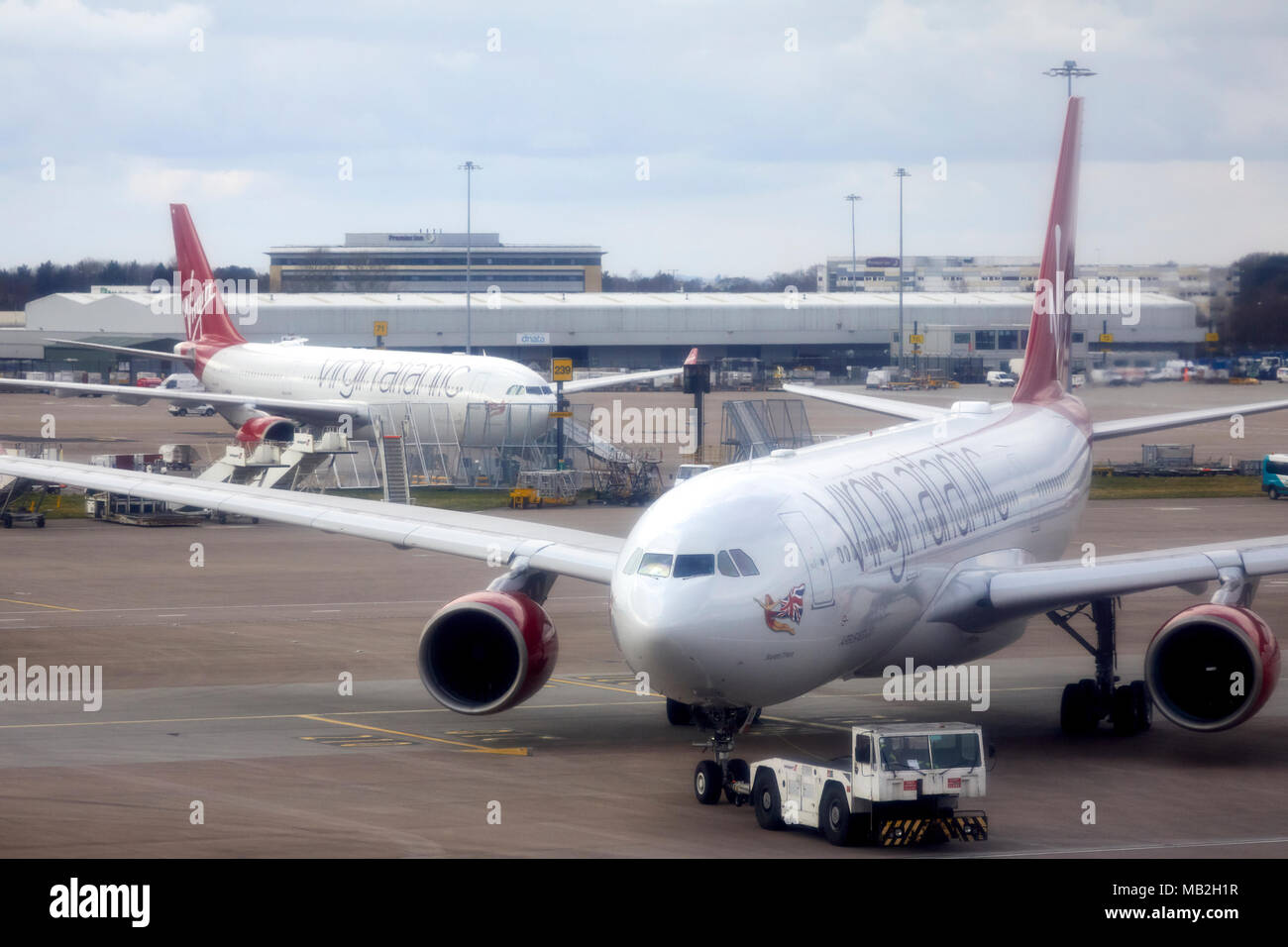 Flughafen Manchester Virgin Airbus 330 der Stockfoto