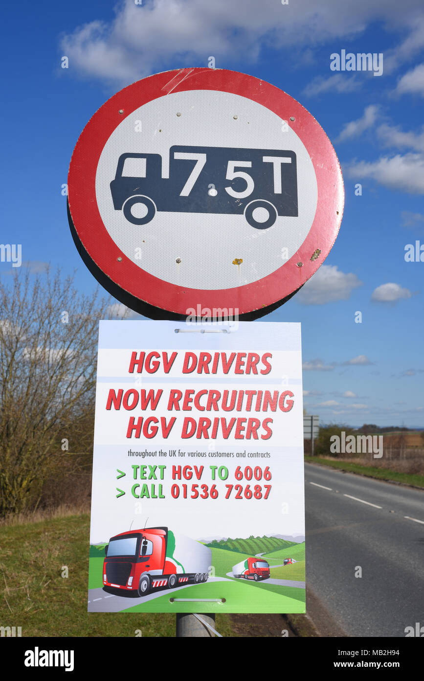 Einstellung am Straßenrand Advert für LKW-Fahrer Leeds vereinigtes königreich Stockfoto