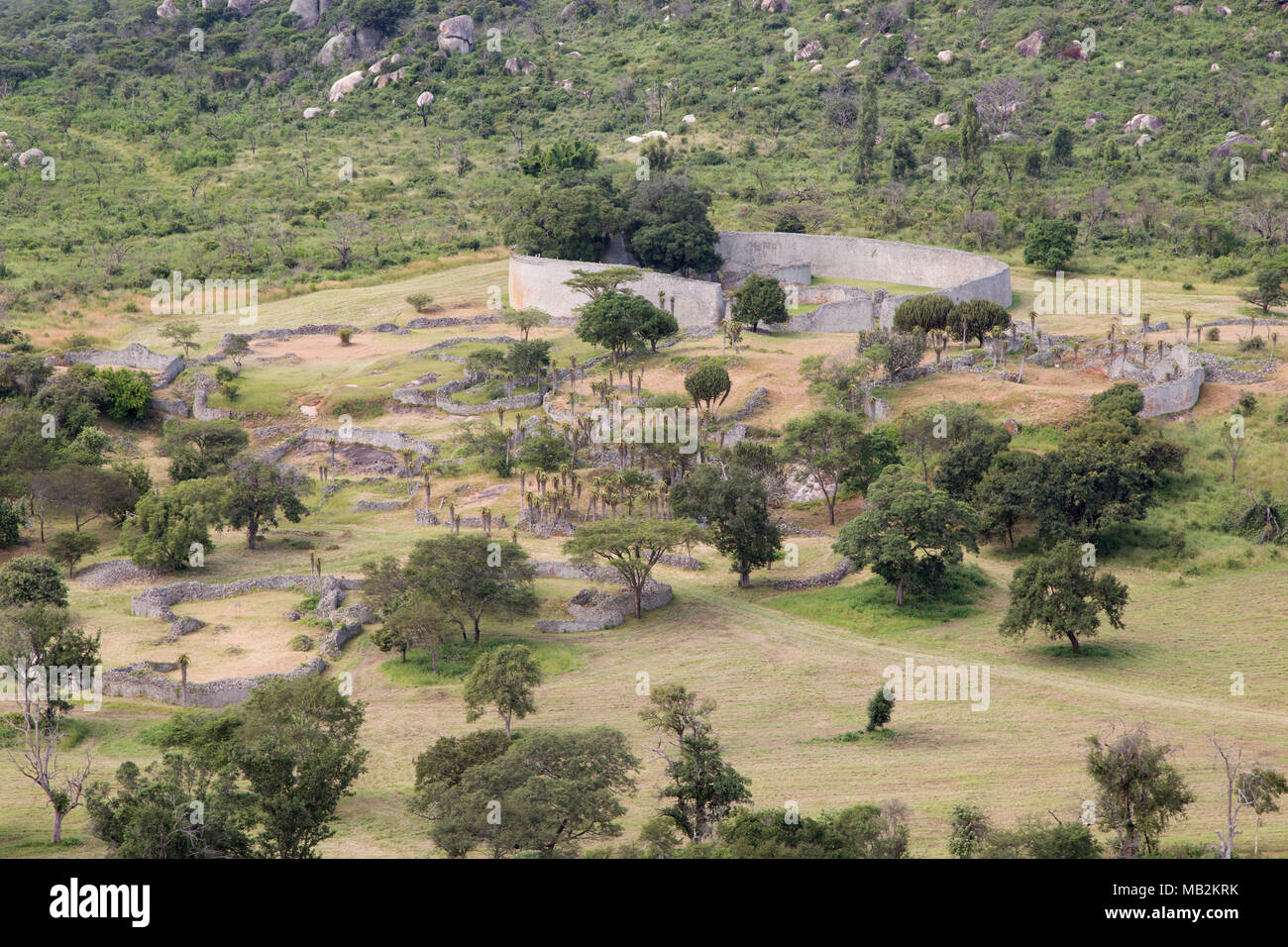 Great Zimbabwe in der Nähe von Masvingo in Simbabwe. Die Ruinen der Mauerwerk Gebäude wurden die Hauptstadt des Königreichs von Simbabwe während des Landes spät ICH Stockfoto
