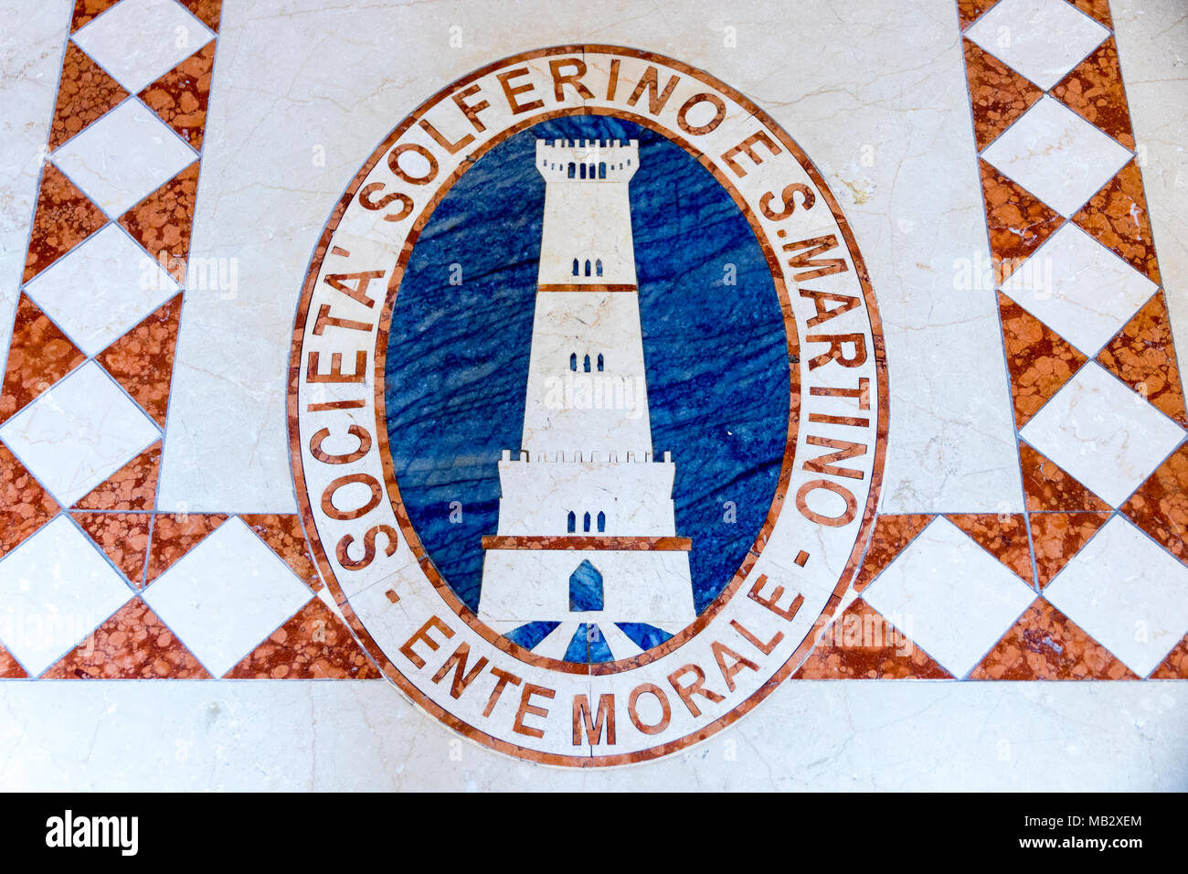 Emblem der Societa Solferino e San Martino, eine Non-profit Organisation gegründet, die Erinnerung an die Gefallenen bei der Schlacht von Solferino zu Ehren Stockfoto