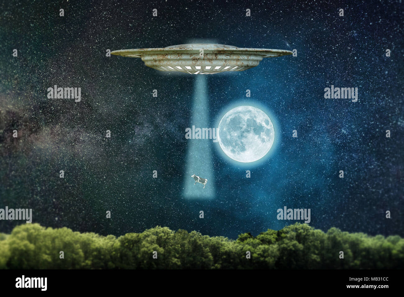 3D Abbildung eines außerirdischen Raumschiffs Stockfoto