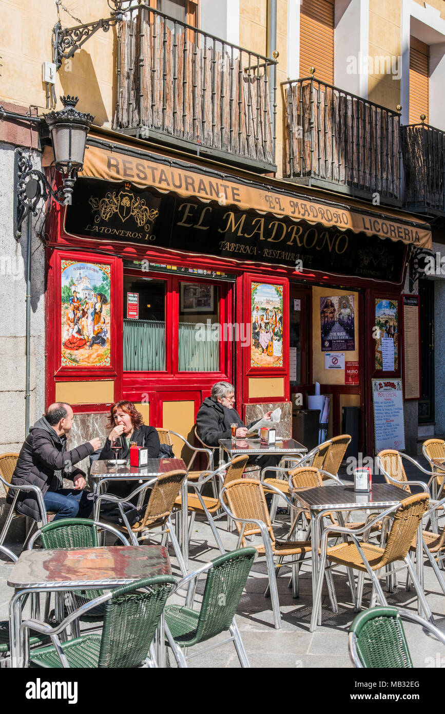 Outdoor Bar Restaurant, Madrid, Gemeinschaft von Madrid, Spanien Stockfoto