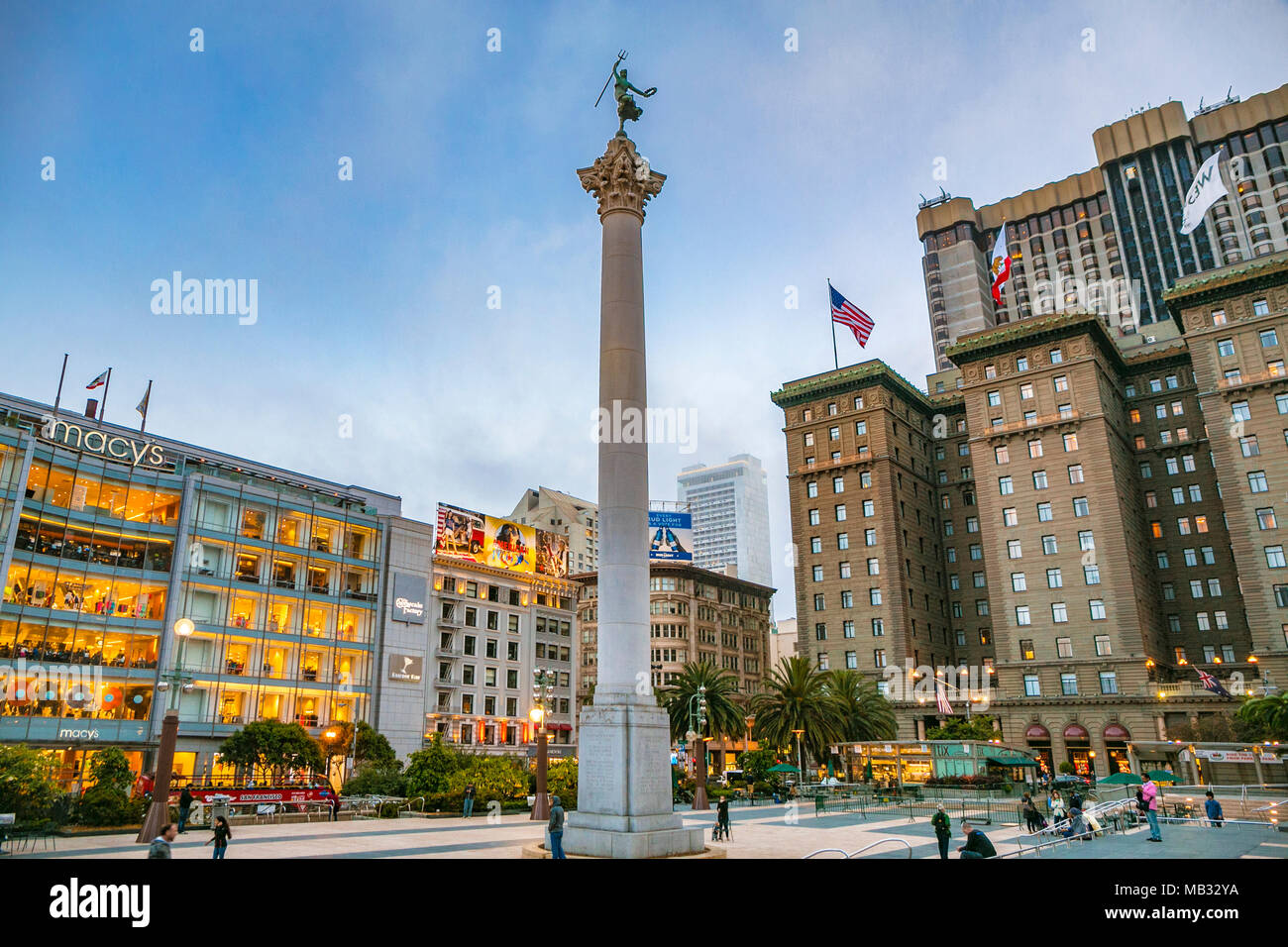 Die Dewey Denkmal. Memorial Statue. Union Square. San Francisco. Kalifornien, USA Stockfoto