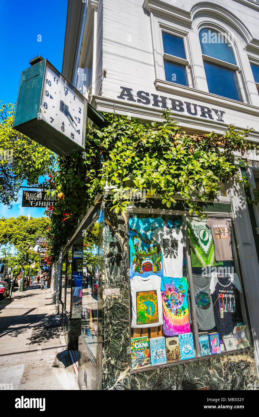 Haight-Ashbury District. Die Nachbarschaft ist für die Herkunft der Hippie Zähler Kultur bekannt. San Francisco. Kalifornien, USA Stockfoto
