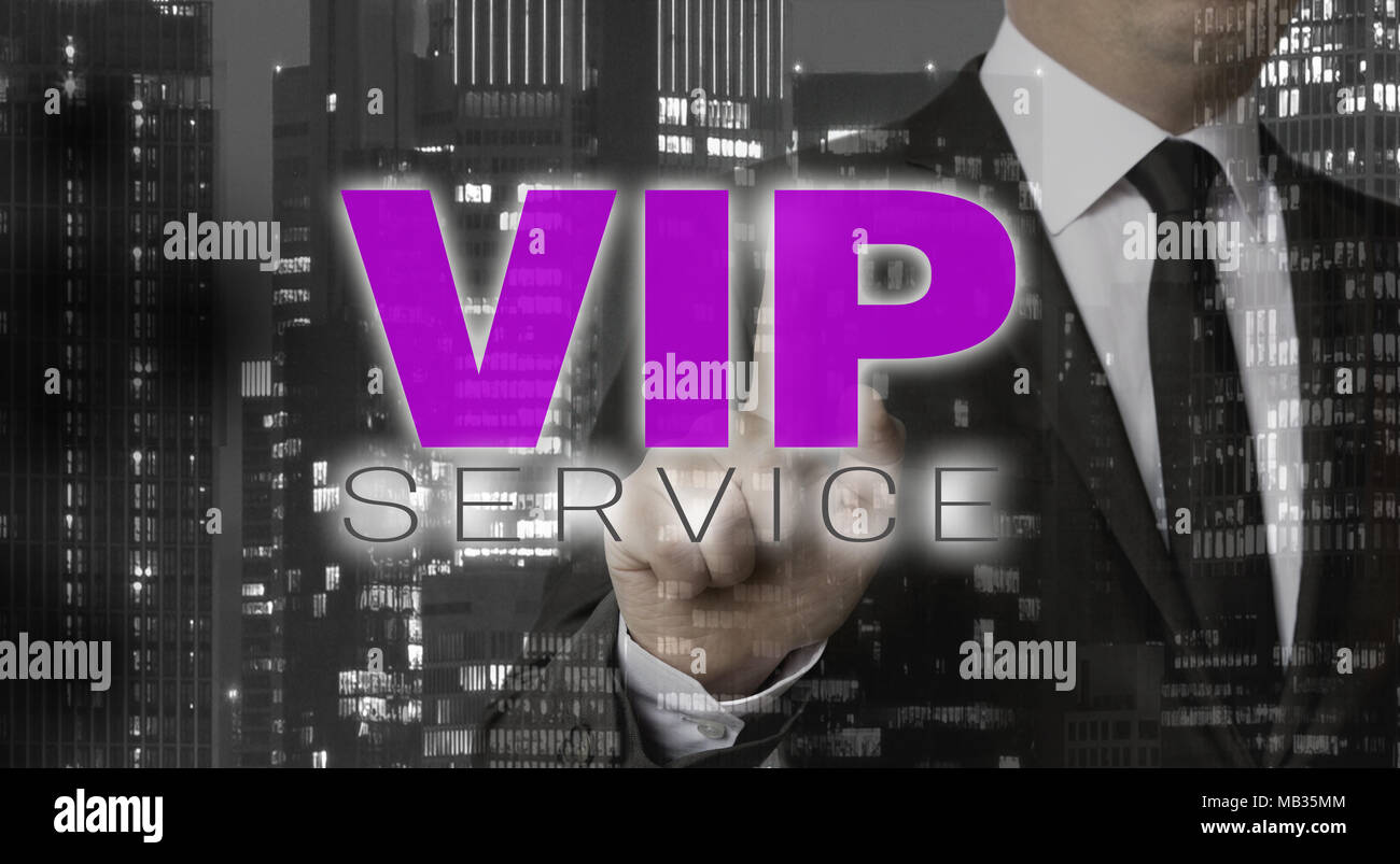 VIP-Service Konzept wird durch Geschäftsmann gezeigt. Stockfoto