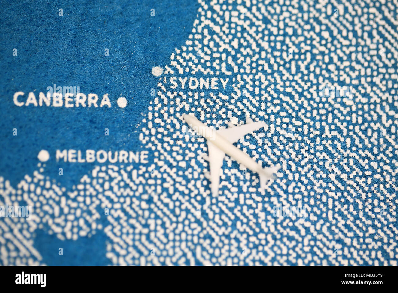 Australien Karte mit dem Flugzeug Stockfoto