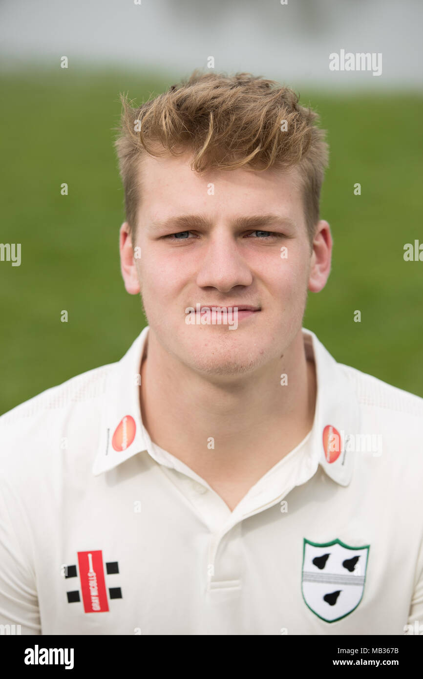 Dillon Pennington vom Worcestershire Academy Team während des Medientages in Blackfinch New Road, Worcester. DRÜCKEN SIE VERBANDSFOTO. Bilddatum: Freitag, 6. April 2018. Siehe PA Geschichte CRICKET Worcestershire. Bildnachweis sollte lauten: Aaron Chown/PA Wire. Stockfoto